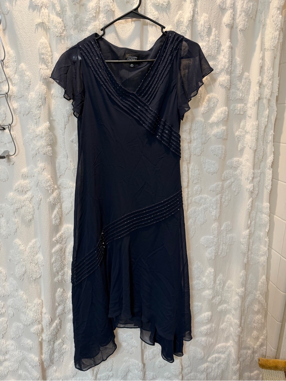 Adrianna Papell navy blue beaded dress